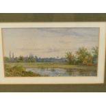 SUTTON PALMER. (1854-1933) A PAIR OF RIVER VIEWS, ONE INITIALLED AND DATED, WATERCOLOUR. 13.5 x