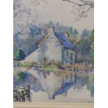 I.FERGUSSON. COTTAGE BY A MILL POND, SIGNED WATERCOLOUR. 31 x 22.5cms TOGETHER WITH A WATERCOLOUR OF