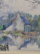 I.FERGUSSON. COTTAGE BY A MILL POND, SIGNED WATERCOLOUR. 31 x 22.5cms TOGETHER WITH A WATERCOLOUR OF