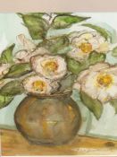 PAT HOWDSWORTH. 20th/21st.C. ARR. VASE OF FLOWERS, SIGNED WATERCOLOUR 28 x 30cms TOGETHER WITH A