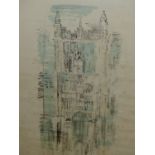 JOHN PIPER (1903-1992). ARR. CHURCH FACADE, PENCIL SIGNED AND NUMBERED 56/70, COLOUR PRINT 80 x