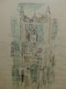 JOHN PIPER (1903-1992). ARR. CHURCH FACADE, PENCIL SIGNED AND NUMBERED 56/70, COLOUR PRINT 80 x