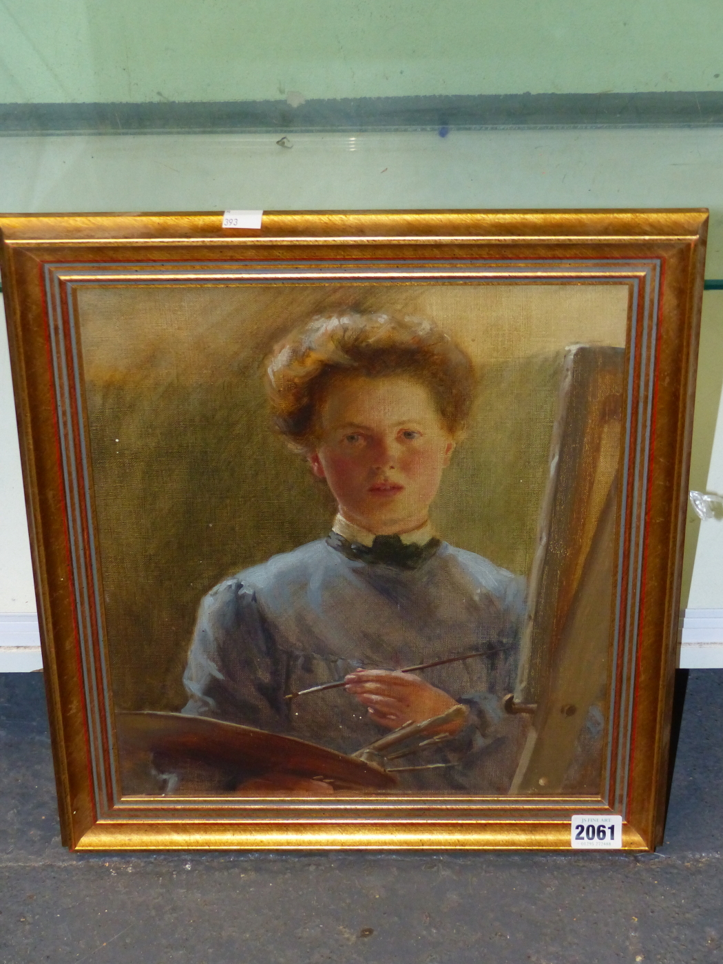 19/20th.C.ENGLISH SCHOOL. PORTRAIT OF AN ARTIST, OIL ON CANVAS. 36 x 31cms. - Image 2 of 3