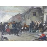 19th/20th C. SCHOOL. THE INSURRECTION, OIL ON CANVAS, UNFRAMED. 56 x 74cms.