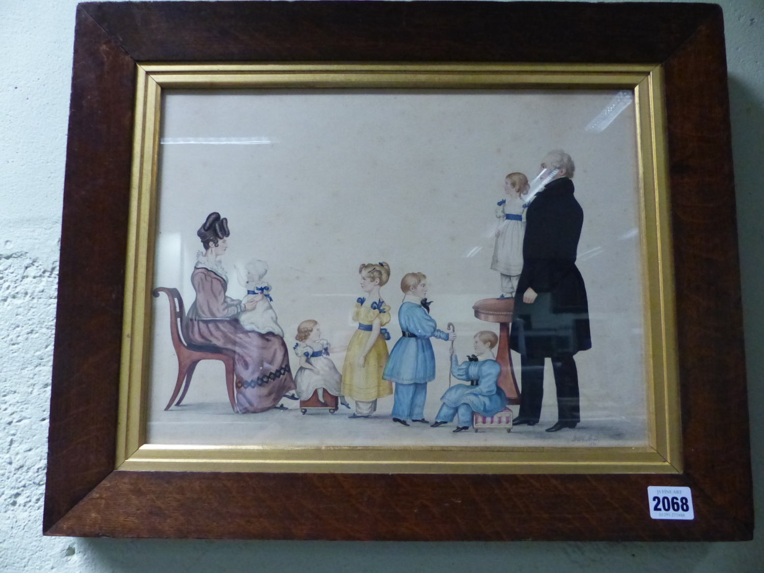 G.M.MATHEW. 19th.C.ENGLISH SCHOOL. A NAIVE FAMILY GROUP PORTRAIT SIGNED AND DATED 1831, WATERCOLOUR. - Image 10 of 27