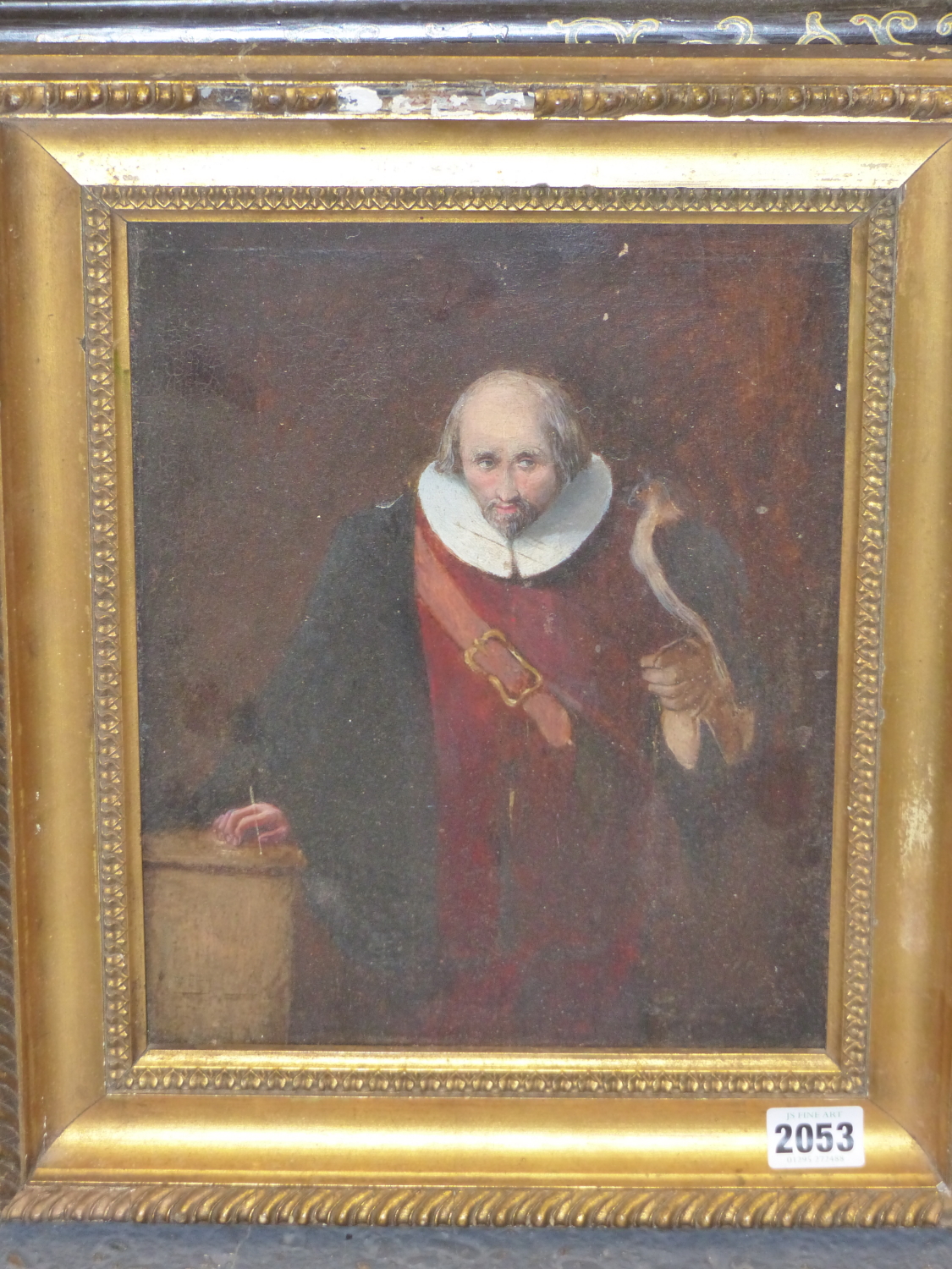 19th.C.ENGLISH SCHOOL. PORTRAIT OF A GENTLEMAN IN 17th.C.STYLE COSTUME, OIL ON BOARD. 30 x 24cms. - Image 2 of 8