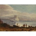 19th.C.ENGLISH SCHOOL. TWO LANDSCAPE WATERCOLOURS, ONE ATTRIBUTED TO THOMAS CHURCHYARD. 16 x