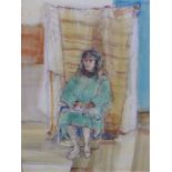 ROSEMARY ALLAN (1911-2008) ARR. THE SAD SITTER, SIGNED AND INSCRIBED WATERCOLOUR 35 x 24.5cms.