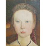 20th.C.CONTINENTAL SCHOOL. PORTRAIT OF A GIRL, POSSIBLY SCANDINAVIAN, OIL ON PANEL, UNFRAMED. 27 x