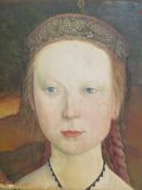 20th.C.CONTINENTAL SCHOOL. PORTRAIT OF A GIRL, POSSIBLY SCANDINAVIAN, OIL ON PANEL, UNFRAMED. 27 x