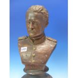 AN 1885 BREMNER STOCKS ART UNION OF LONDON TERRACOTTA BUST OF GENERAL GORDON, THE BUTTONS OF HIS