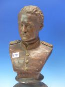 AN 1885 BREMNER STOCKS ART UNION OF LONDON TERRACOTTA BUST OF GENERAL GORDON, THE BUTTONS OF HIS
