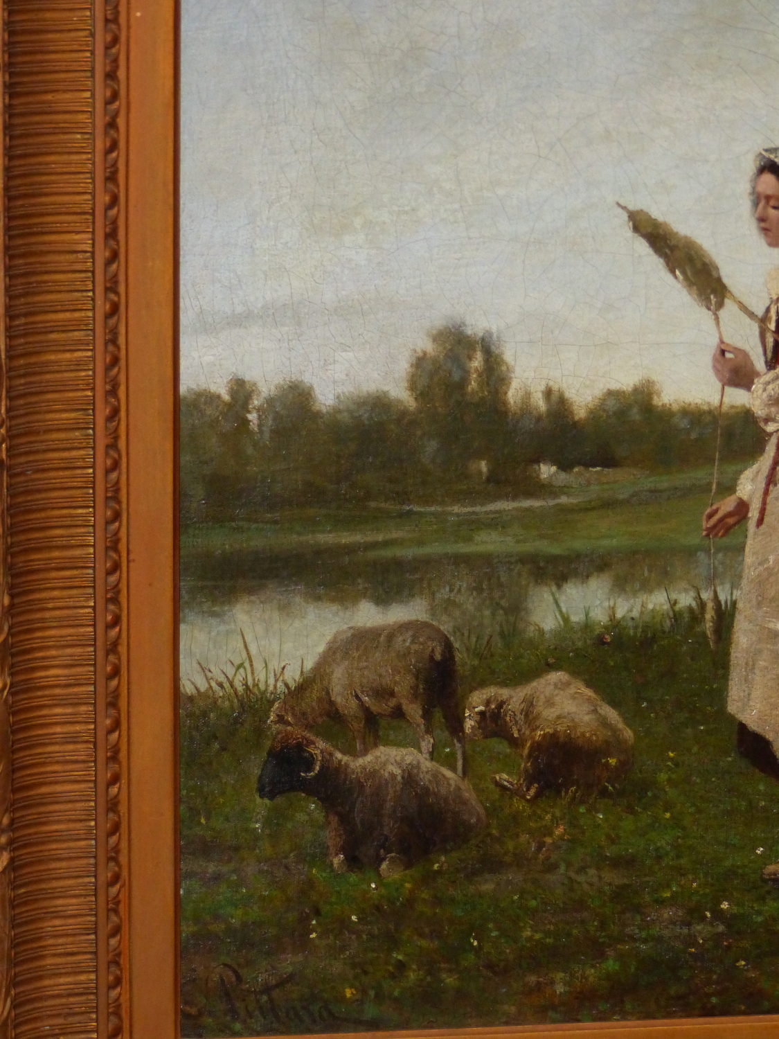 C. PITTARD. 19th.C.ENGLISH SCHOOL. THE SHEPHERDESS, SIGNED OIL ON CANVAS. 66 x 56cms. - Image 7 of 10