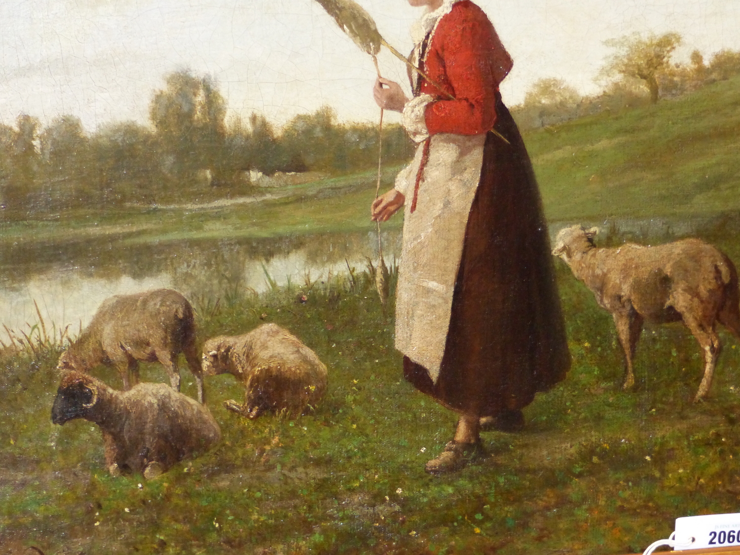 C. PITTARD. 19th.C.ENGLISH SCHOOL. THE SHEPHERDESS, SIGNED OIL ON CANVAS. 66 x 56cms. - Image 4 of 10