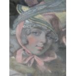 EARLY 19th.C.ENGLISH SCHOOL. PORTRAIT OF A LADY WEARING A BONNET, PASTEL. 50 x 38cms.