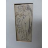 E. VEITH. (1858-1925) THE ADVANCE, SIGNED PENCIL DRAWING, MOUNTED BUT UNFRAMED. 13.5 x 5cms.