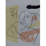 BRIAN GRIMWOOD. CONTEMPORARY. ARR. AN ABSTRACT PORTRAIT 40.5 x 35.5cms. TOGETHER WITH A LIMITED