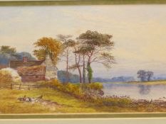 W. WILDE (19th.C.ENGLISH SCHOOL). A PAIR OF COUNTRY LANDSCAPES. SIGNED, WATERCOLOUR. 17 x 24.5cms (