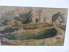 19th.C.ENGLISH SCHOOL. A VIEW OF WINDSOR CASTLE, WATERCOLOUR, MOUNTED BUT UNFRAMED. 21 x 36cms.