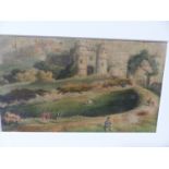 19th.C.ENGLISH SCHOOL. A VIEW OF WINDSOR CASTLE, WATERCOLOUR, MOUNTED BUT UNFRAMED. 21 x 36cms.