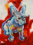 EGIS. CONTEMPORARY. ARR. PORTRAIT OF A DOG, SIGNED OIL ON CANVAS, UNFRAMED. 81 x 81cms.