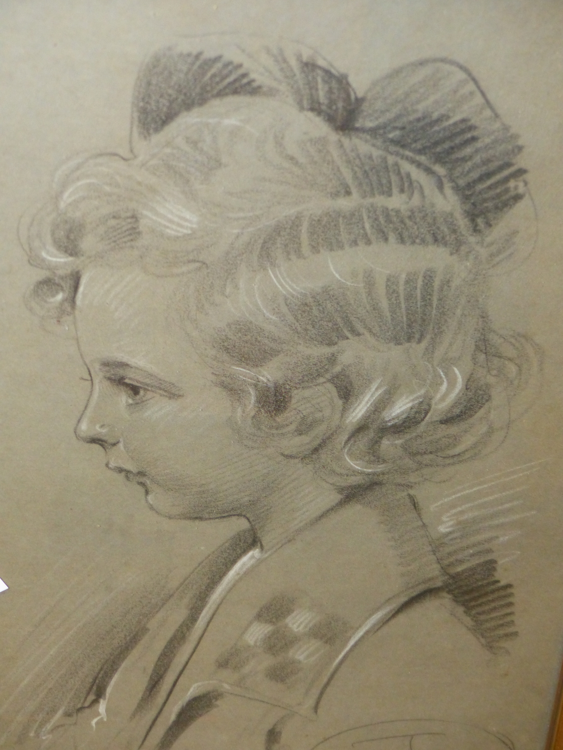 20th.C.ENGLISH SCHOOL. TWO PORTRAITS OF CHILDREN, INDISTINCTLY SIGNED AND DATED, CHALK DRAWINGS. - Image 5 of 8