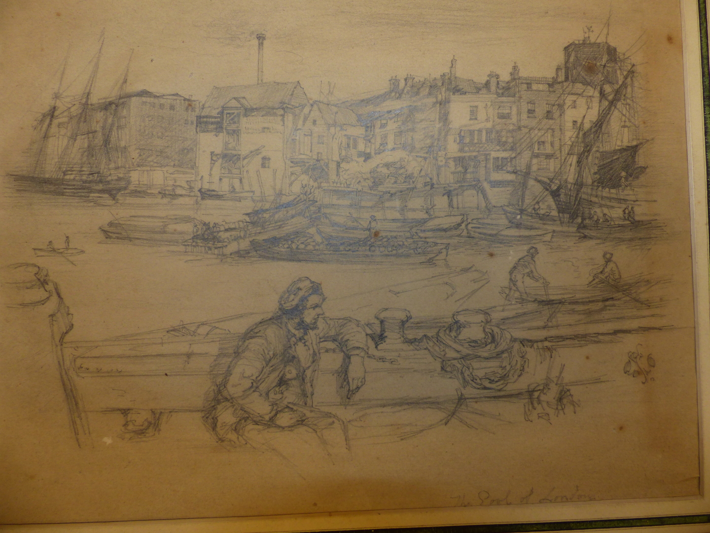 LATE 19th.C. ENGLISH SCHOOL. THE POOL OF LONDON, PENCIL DRAWING, UNFRAMED. 20 x 26cms. - Image 4 of 5
