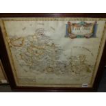 AFTER ROBERT MORDEN. AN ANTIQUE HAND COLOURED MAP OF BERKSHIRE. 38 x 44cms TOGETHER WITH ANOTHER