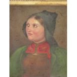19th.C.CONTINENTAL SCHOOL. PORTRAIT OF A YOUNG LADY, OIL ON CANVAS. 22 x 19cms.