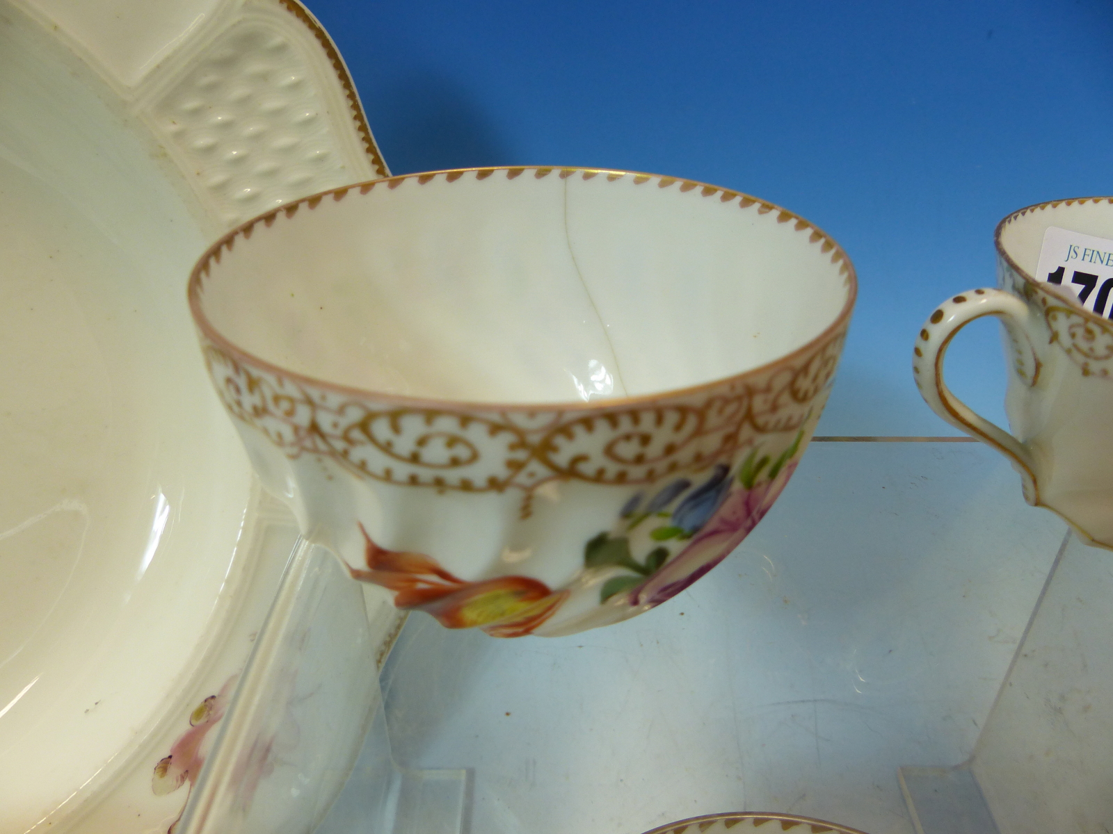 A COLLECTION OF DRESDEN FLORAL TEA WARES, A PAIR OF ROSENTHAL FLORAL PLATES AND TWO OTHERS ENGLISH. - Image 2 of 10