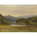 A GROUP OF FOUR 19/20th.C.LANDSCAPE WATERCOLOURS TO INCLUDE A SCOTTISH VIEW BY ISABEL GURNEY. 30 x