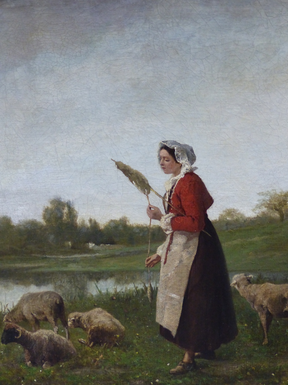 C. PITTARD. 19th.C.ENGLISH SCHOOL. THE SHEPHERDESS, SIGNED OIL ON CANVAS. 66 x 56cms.