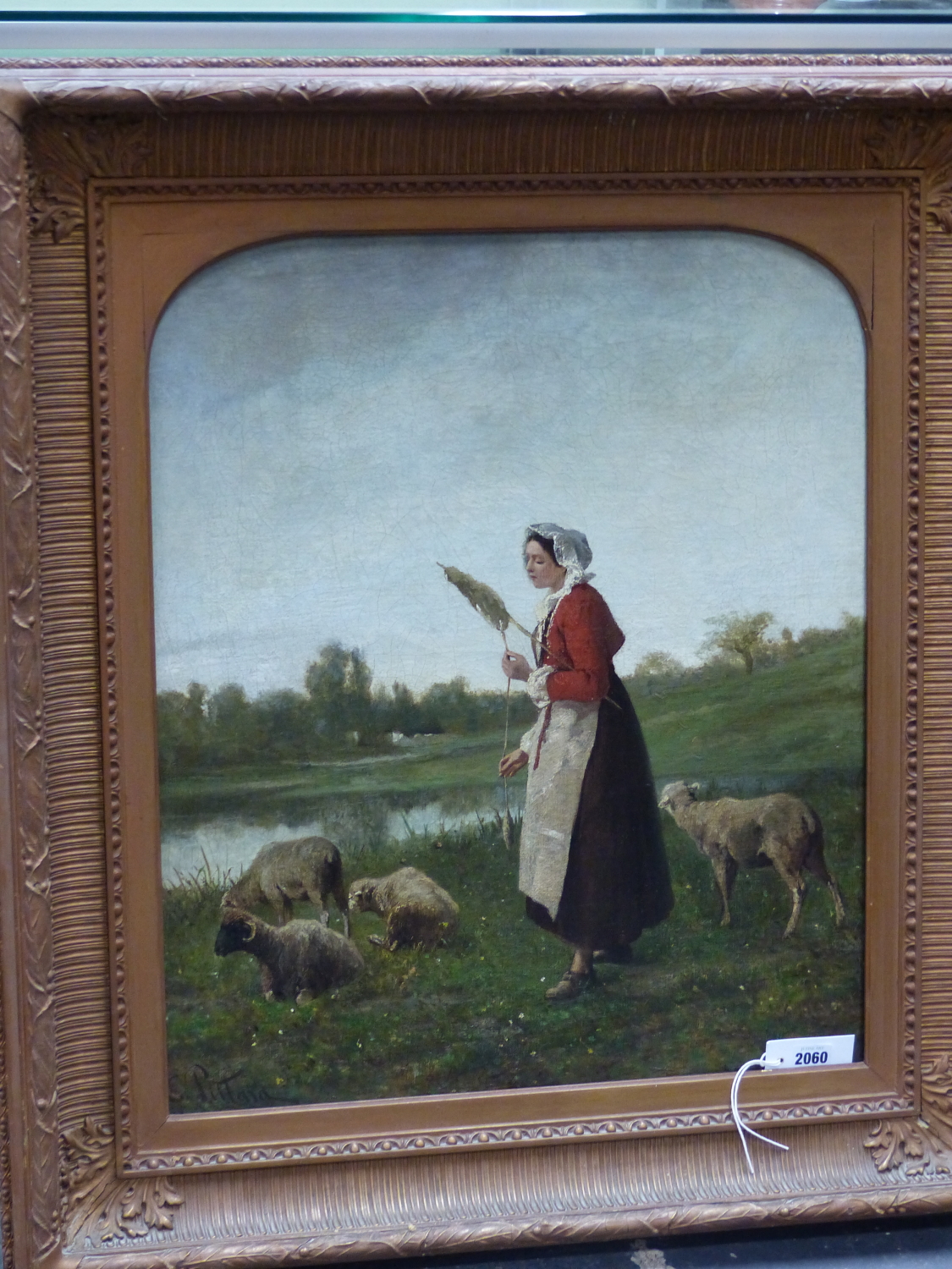 C. PITTARD. 19th.C.ENGLISH SCHOOL. THE SHEPHERDESS, SIGNED OIL ON CANVAS. 66 x 56cms. - Image 2 of 10