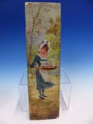 ALONSO PEREZ. 19th/20th.C. THE FLOWER GIRL. SIGNED OIL ON PANEL, UNFRAMED. 31 x 9cms.