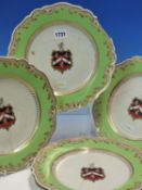 SETS OF SIX FLIGHT, BARR AND BARR, WORCESTER ARMORIAL DINNER AND SOUP PLATES, THE ARMORIALS WITHIN