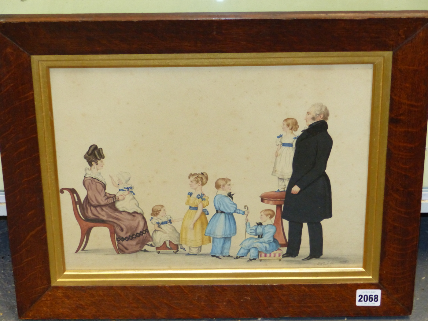 G.M.MATHEW. 19th.C.ENGLISH SCHOOL. A NAIVE FAMILY GROUP PORTRAIT SIGNED AND DATED 1831, WATERCOLOUR. - Image 7 of 27