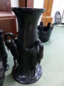 AN IMPRESSIVE LARGE CAST IRON THREE TIER FOUNTAIN WITH SWAN SUPPORTS TO BASE. Dia. 110cms.