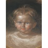 ATTRIBUTED TO THOMAS FRANCIS DICKSEE (1819 - 1895) PORTRAIT OF A CHILD, PASTEL. Dia. 36.8cms.