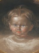 ATTRIBUTED TO THOMAS FRANCIS DICKSEE (1819 - 1895) PORTRAIT OF A CHILD, PASTEL. Dia. 36.8cms.