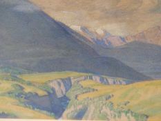 C. M. GERE. (1869-1957) ARR A VIEW IN THE TYROL, GALLERY LABELS VERSO, WATERCOLOUR. 21 x 27cms.