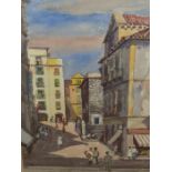 JULIUS DELBOS. (1879-1970). ARR. HEREFORD SQUARE, LONDON, SIGNED WATERCOLOUR. 32 x 42cms TOGETHER