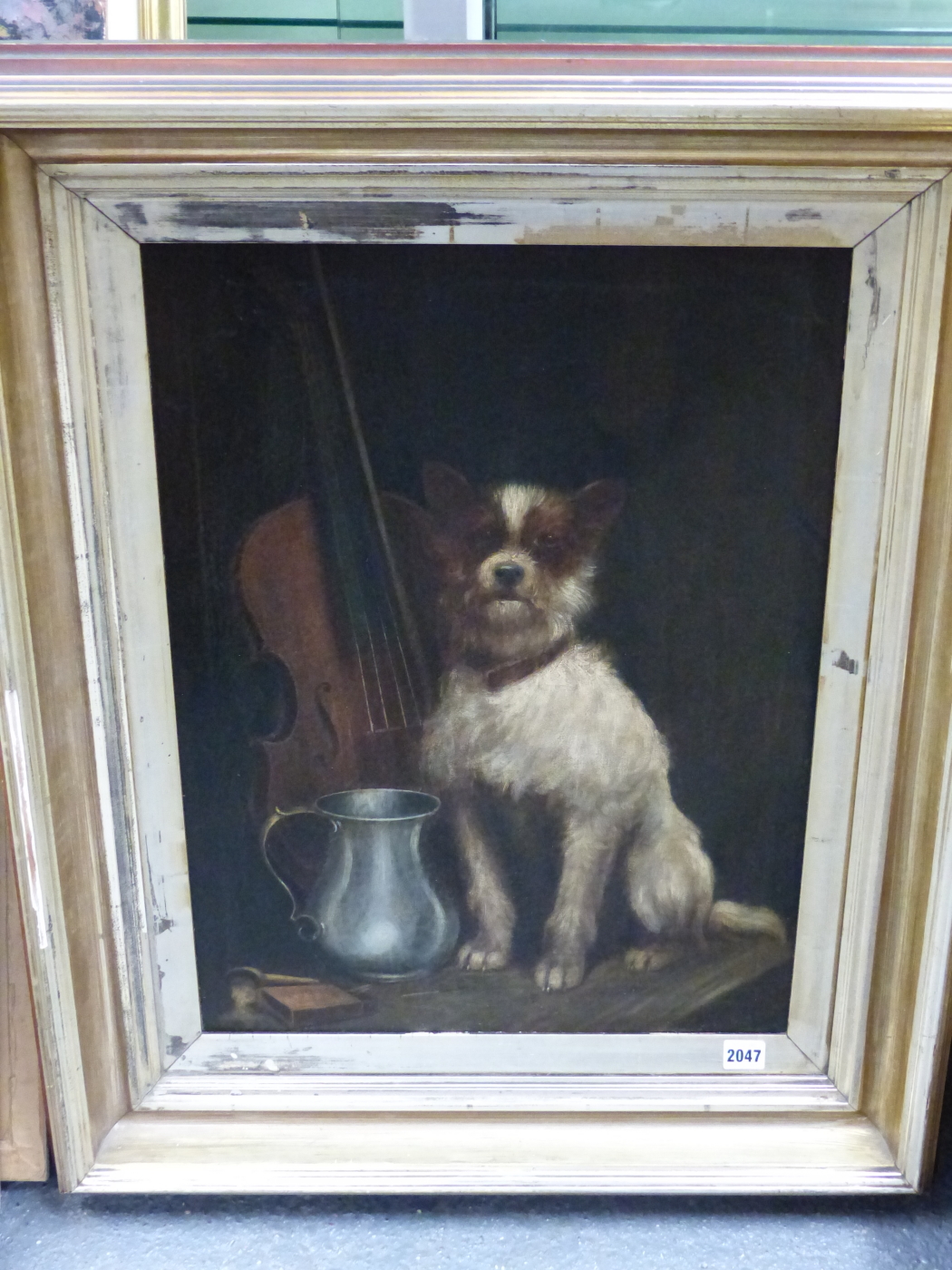 19th.C.ENGLISH SCHOOL. THE POSED TERRIER, OIL ON CANVAS. 62 x 46cms. - Image 3 of 10