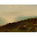 ATTRIBUTED TO J. MACWHIRTER (1839-1911). A COASTAL VIEW, OIL ON BOARD. 24.5 x 36cms.