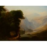 19th.C.ENGLISH SCHOOL. A MOUNTAIN RIVER VIEW, OIL ON CANVAS. 50 x 72cms.