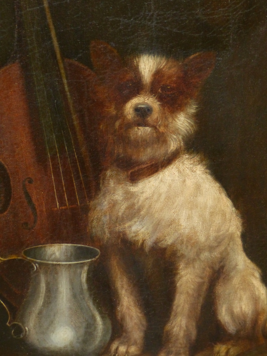 19th.C.ENGLISH SCHOOL. THE POSED TERRIER, OIL ON CANVAS. 62 x 46cms.