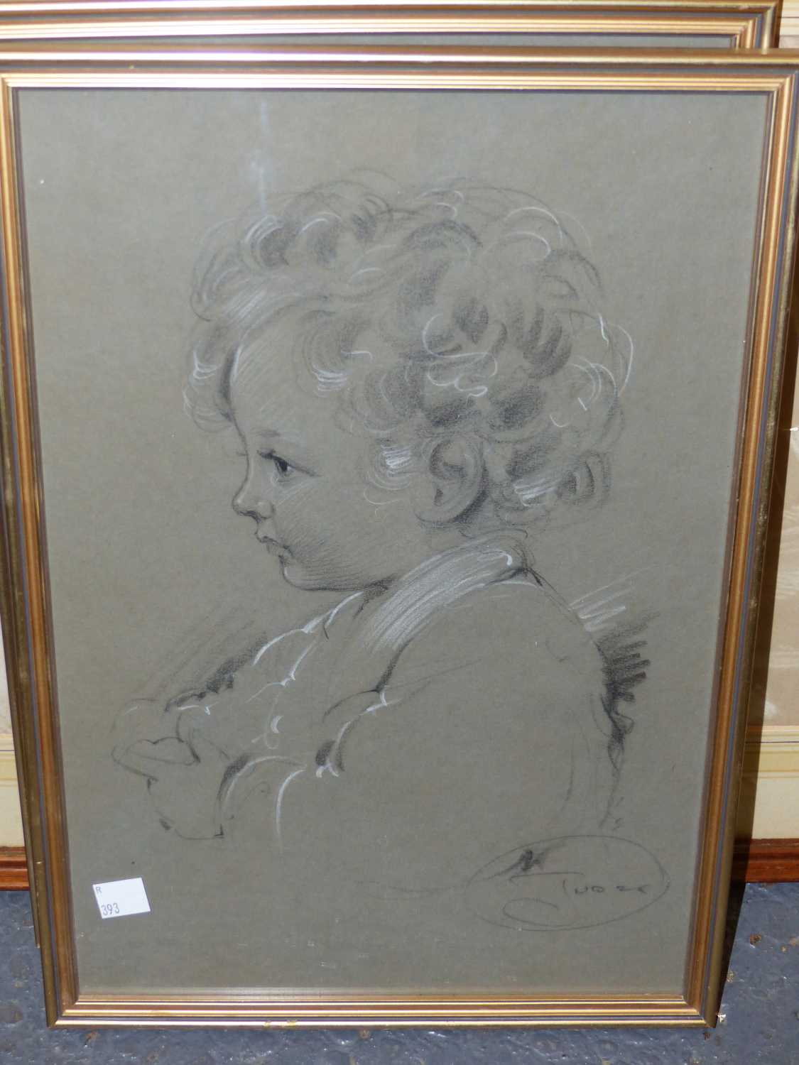 20th.C.ENGLISH SCHOOL. TWO PORTRAITS OF CHILDREN, INDISTINCTLY SIGNED AND DATED, CHALK DRAWINGS. - Image 2 of 8