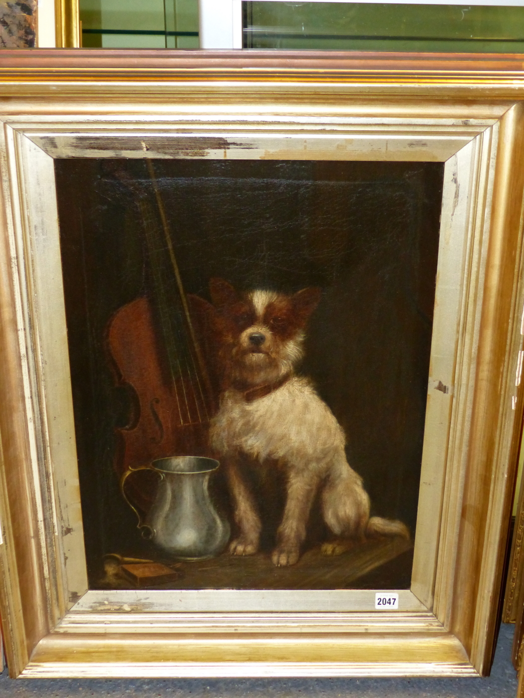 19th.C.ENGLISH SCHOOL. THE POSED TERRIER, OIL ON CANVAS. 62 x 46cms. - Image 4 of 10