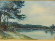 J. KLEIN V. DIEPOLD. (1868-1947). ARR. LAKE VIEW, SIGNED WATERCOLOUR 33 x 42cms.