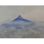 H. LAWSON JOHNSTON, CONTEMPORARY. ARR. ABOVE THE CLOUDS, SIGNED WATERCOLOUR. 41 x 58cms.