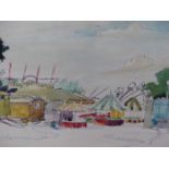 SYLVIA A. ALDBURGHEM. 20th.C. ARR. HAMPSTEAD FAIR, TWO WATERCOLOURS, LARGEST. 26 x 34.5cms (2).